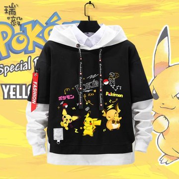 皮卡丘耿鬼妙蛙種子超夢寶可夢進化假兩件連帽衛衣男女兒童裝外套