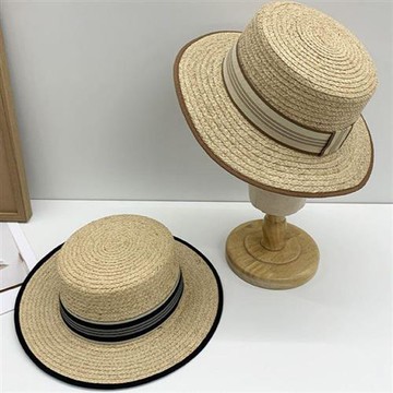 【巴黎精品】現貨+預購 渡假草帽高級法式遮陽帽名媛防曬帽禮帽草編帽子-休閒英倫風平頂女帽子2色a1kl15