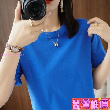 悅裳💎台灣免運💎2025年新款絲光圓領T恤女寬鬆運動春夏休閒短袖短版打底衫體恤