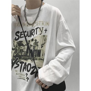 長袖t恤男春秋寬松美式潮牌男生上衣男士oversize打底衫高街ins潮