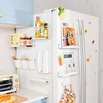 【台灣出貨】冰箱側面置物架家用廚房磁吸收納架調料保鮮膜掛架壁掛式收納盒子 冰箱貼 造型磁鐵 冰箱磁鐵 冰箱置物架 冰箱收