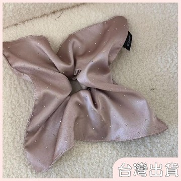 ✨臺灣出貨✨【飾飾如意】韓系滿天星緞面方巾大腸髮圈純色氣質高級感發飾頭繩頭飾女簡約女