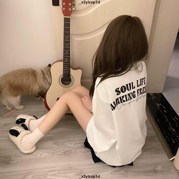 大促銷六 韓版女上衣 短袖T國潮牌hiphop白色短袖t恤女夏季新款遮屁股潮流寬松半袖上衣ins潮