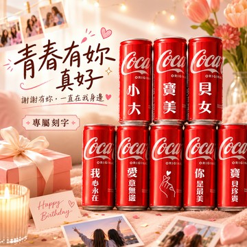 【京囍 訂製禮品】生日客製可樂8入套組 - 330ml 客製化 免費刻字 生日禮物 紀念日 情人獻禮 慶祝佈置 送禮推薦 浪漫儀式感