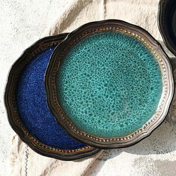 歐式典雅宮廷浮雕陶瓷餐具 8英寸西餐盤沙拉盤牛排盤湯碗拉面碗