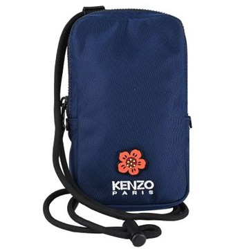 KENZO Boke Flower 經典LOGO海棠花圖案斜背包/手機包(藍)