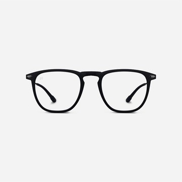 法國 Nooz 抗藍光造型平光眼鏡鏡腳便攜款(透明鏡片)-矩形-霧黑色