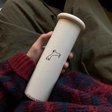 自制小眾創意 可愛修狗蘑菇蓋隨手杯 316不銹鋼保溫杯直身杯300ml