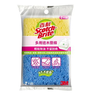 3M百利多用途天然木漿棉(黃+藍)/2片/400T-2M