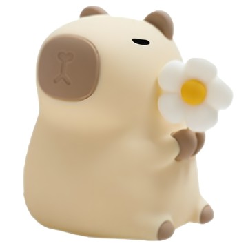 卡皮巴拉 小夜燈 多場景適用 持久續航 七彩變色  花朵款 淺棕色