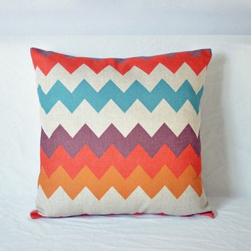 【協貿】文藝復古波浪格子棉麻E款方形抱枕含芯