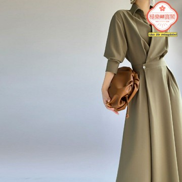 【法式顯瘦】小香風連衣裙 氣質連衣裙 顯瘦連衣裙 中長裙 長袖連衣裙 春秋新款 高端設計感 通勤約會百搭