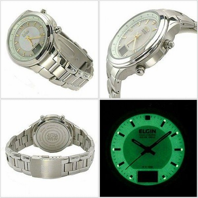 エルジンソーラー腕時計 エルジン ELGIN 電波ソーラー腕時計 貝パール文字盤