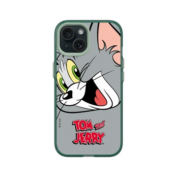 iPhone 15 Clear 憂墨綠 - 湯姆貓與傑利鼠 Tom and Jerry - 大臉湯姆貓