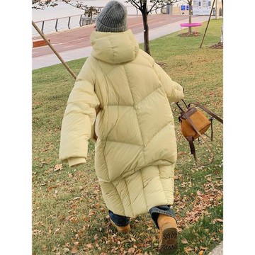 冬季新款新國標90白鴨絨加厚長款大碼胖mm200斤連帽羽絨服大被子