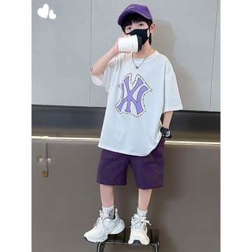 男童休閑寬松套裝2025夏季新款兒童韓版洋氣短袖中大童薄款兩件套