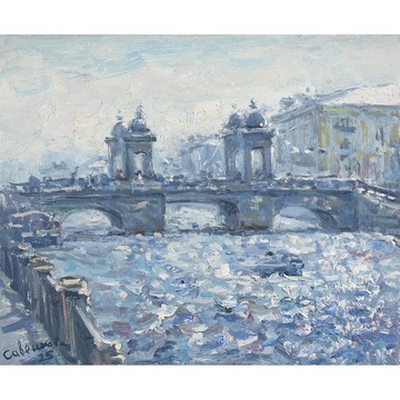 聖彼得堡繪畫 城市景觀 Petersburg Painting Bridge 原創藝術 Cityscape Art 油畫原作 Urban