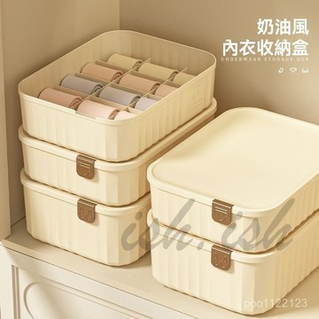 收納達人必備 奶油風家用內衣收納 內褲收納 襪子收納盒 分格收納盒 整理家用衣物分層神器 分格分隔多格收納盒 分隔收納組