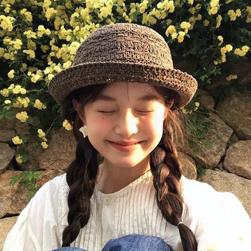 💗精心優選💗 高品質』卷邊純色圓頂禮帽子夏季鏤空透氣遮陽顯臉小漁夫帽盆帽 帽子 百搭