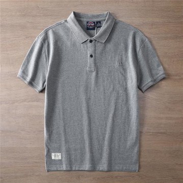 阿美咔嘰復古水洗純棉翻領短袖T 港風休閑寬松刺繡珠地棉POLO衫男