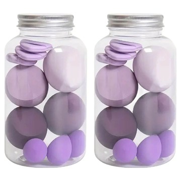 美妝蛋粉撲植絨氣墊漂流瓶套組  紫色  2組