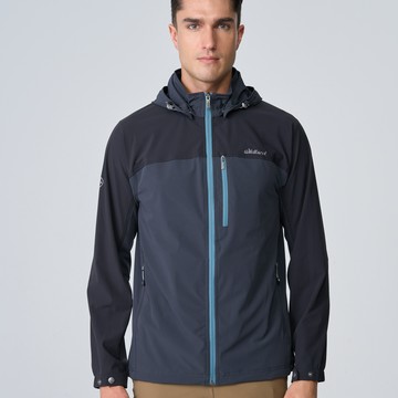 【WILDLAND荒野】男彈性環保紗抗UV防潑三季外套印黑色