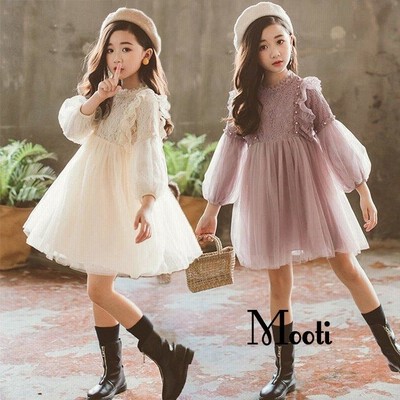 子供服 ワンピース キッズ 女の子 春 秋着 冬長袖 レースワンピース 膝丈 子供ドレス Dress 韓国子供服 ジュニア カジュアル 通販 Lineポイント最大get Lineショッピング