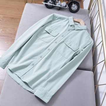 自留三件！HK單！港風文藝日系秋冬春季復古撞色工裝長袖襯衫男潮