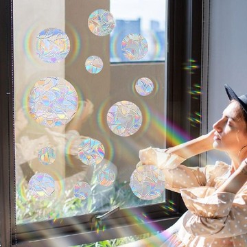 臺灣出貨12H🌈2024新款炫彩圓球玻璃貼 陽臺臥室窗戶陽光捕手裝飾靜電貼防鳥撞
