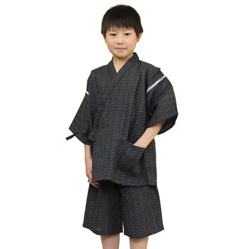 日本 和服 小孩 綿麻 甚平 休閒服 睡衣 成套組 100-130size wn02