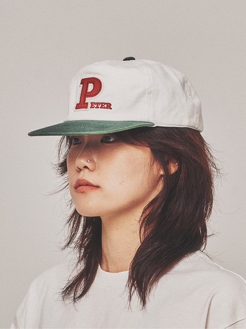 5-PANEL PETER APPLIQUE CAP [WHITE & GREEN]