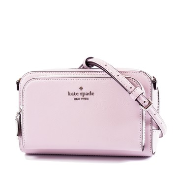 KATE SPADE Staci 雙層拉鍊置物十字紋防刮斜背包-丁香紫