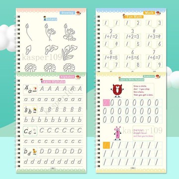 新款♥兒童英語凹槽練字帖幼兒園學前啓蒙英文版寫字帖數字繪畫控筆訓練