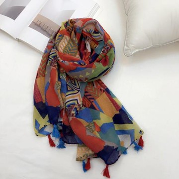 亮色絲巾薄款棉麻圍巾海邊沙灘巾度假旅游拍照圍巾防曬披肩沙灘巾