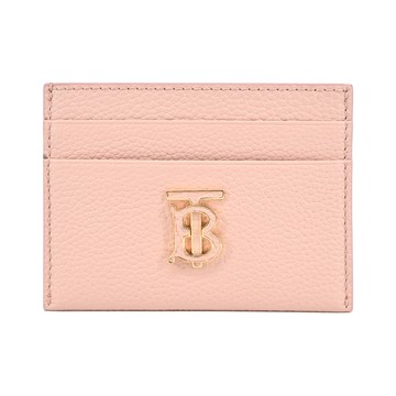 BURBERRY TB LOGO 粒面皮革卡片夾（粉色）_廠商直送
