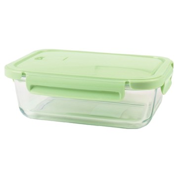 HIKARI 日光生活 微波玻璃保鮮盒 綠色 M169  1個  容器 + 蓋子