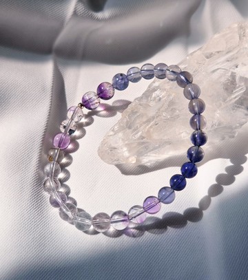 冰透漸層堇青石 玻璃體超七 水晶手鍊