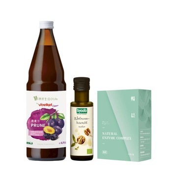 日日排便順暢組(暢晨膠囊30粒*1入+黑棗汁700mL*2入+核桃油100mL*2入)