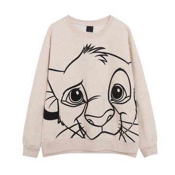 肩章刺繡~外貿春秋季卡通動漫印花圓領衛衣女寬松薄絨休閑上衣