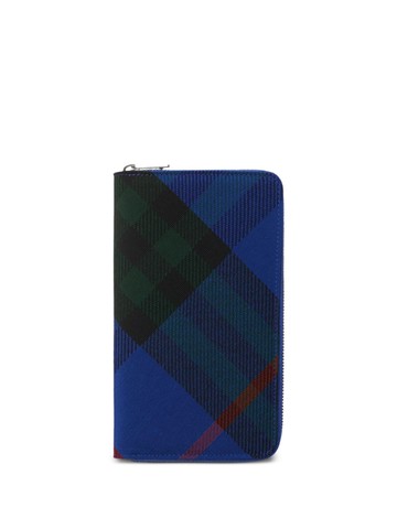 Burberry - large checked zip wallet - men - Cotton/Cotton/Polyester/Polyurethane/Lamb Skin - One Size - Blue