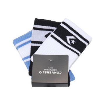 Converse 休閒襪 Lightweight Crew 大童 黑 灰 藍 條紋 襪子 童襪 3雙入 CV2533057GS001