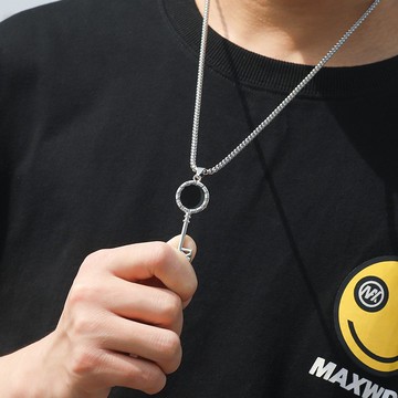 【唯傢】韓版男士鈦鋼項鍊潮人鑰匙吊墜簡約百搭男士飾品百搭代發批發飾品