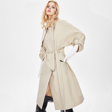 [米蘭精品] 風衣外套長款夾克-寬鬆繫帶春秋輕防潑水女外套2色74bc44