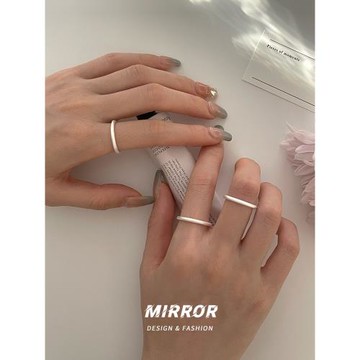 小麋人925純銀古法銀霧面磨砂戒指素圈指環簡約尾戒女小眾潮ins風