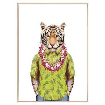 Boss 老虎 木框油畫  40 x 30cm  木色