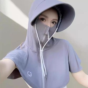 防曬帽子面罩一體披肩護頸女2025新款夏季防紫外線冰絲透氣防曬衣