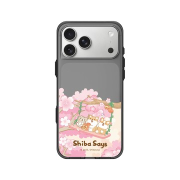 iPhone 17 Pro Max Clear (相機按鈕) 酷墨灰 - 柴語錄 Shiba Says - 櫻花鞦韆
