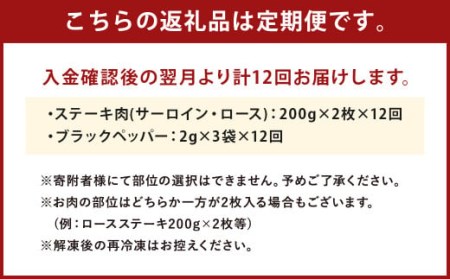 熊本県産 黒毛和牛 サーロイン・ロース ステーキ 400g ブラックペッパー付 牛 肉