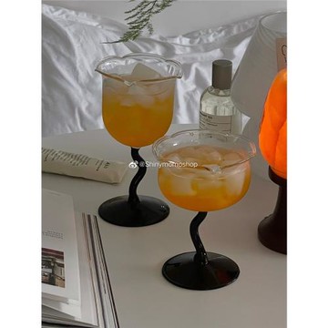 Shinymomo創意鈴蘭花朵玻璃酒杯香檳果汁杯可愛情侶杯復古高腳杯