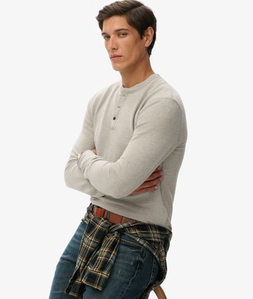 Superdry Men's The Merchant Store - Grandad Top Grey Size: S